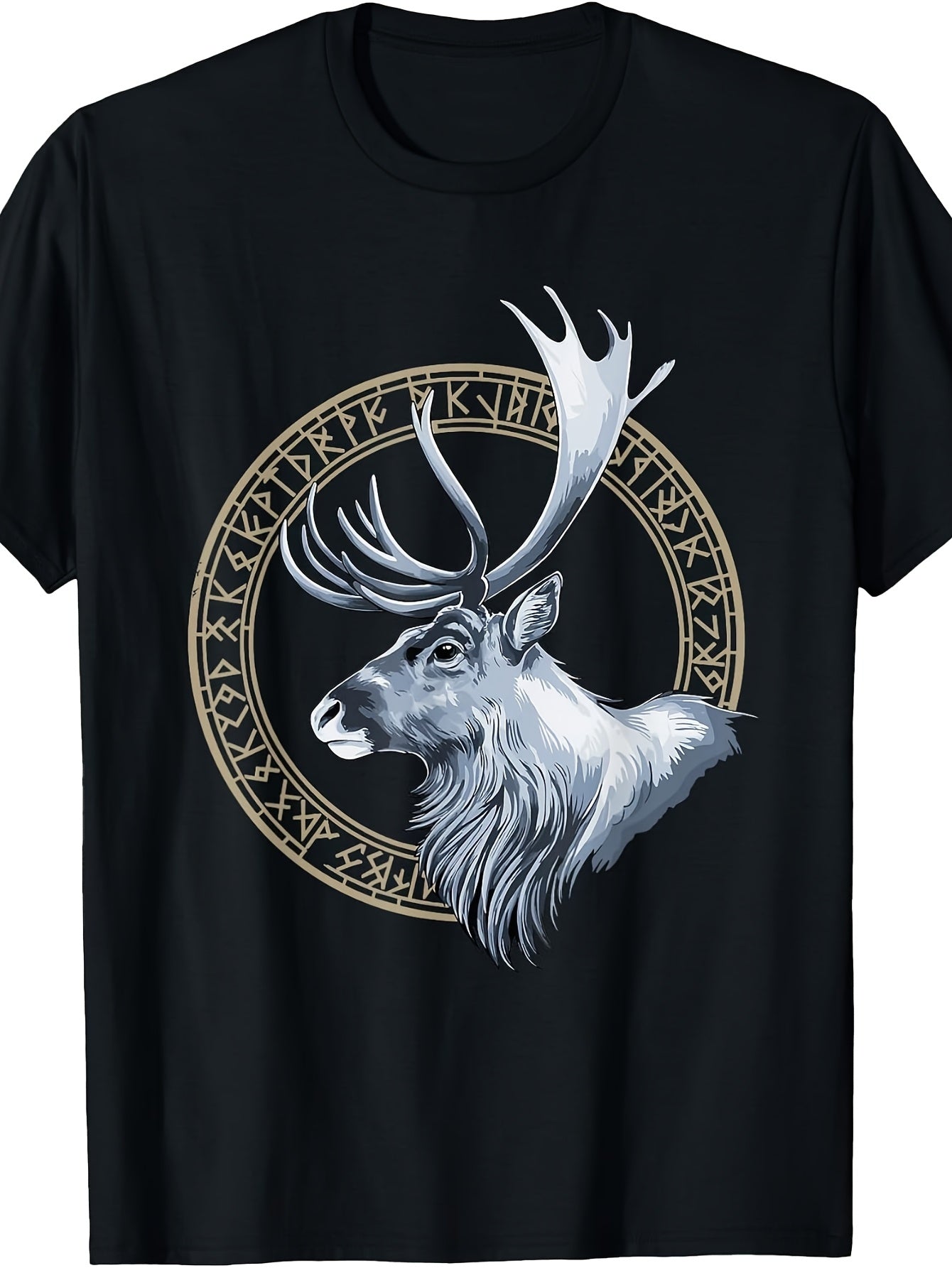 Reindeer Nordic Viking Letters Runic Deer Elk Buck T-Shirt