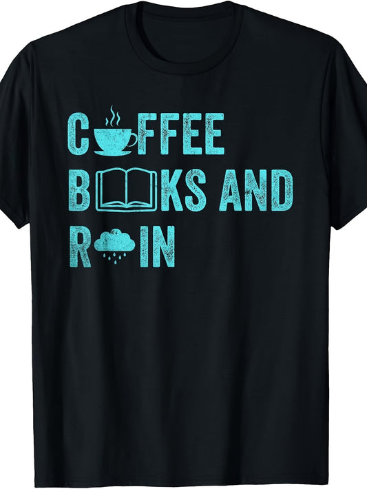 Coffee Books And Rain Coffee Book Lover Graphic T-Shirt