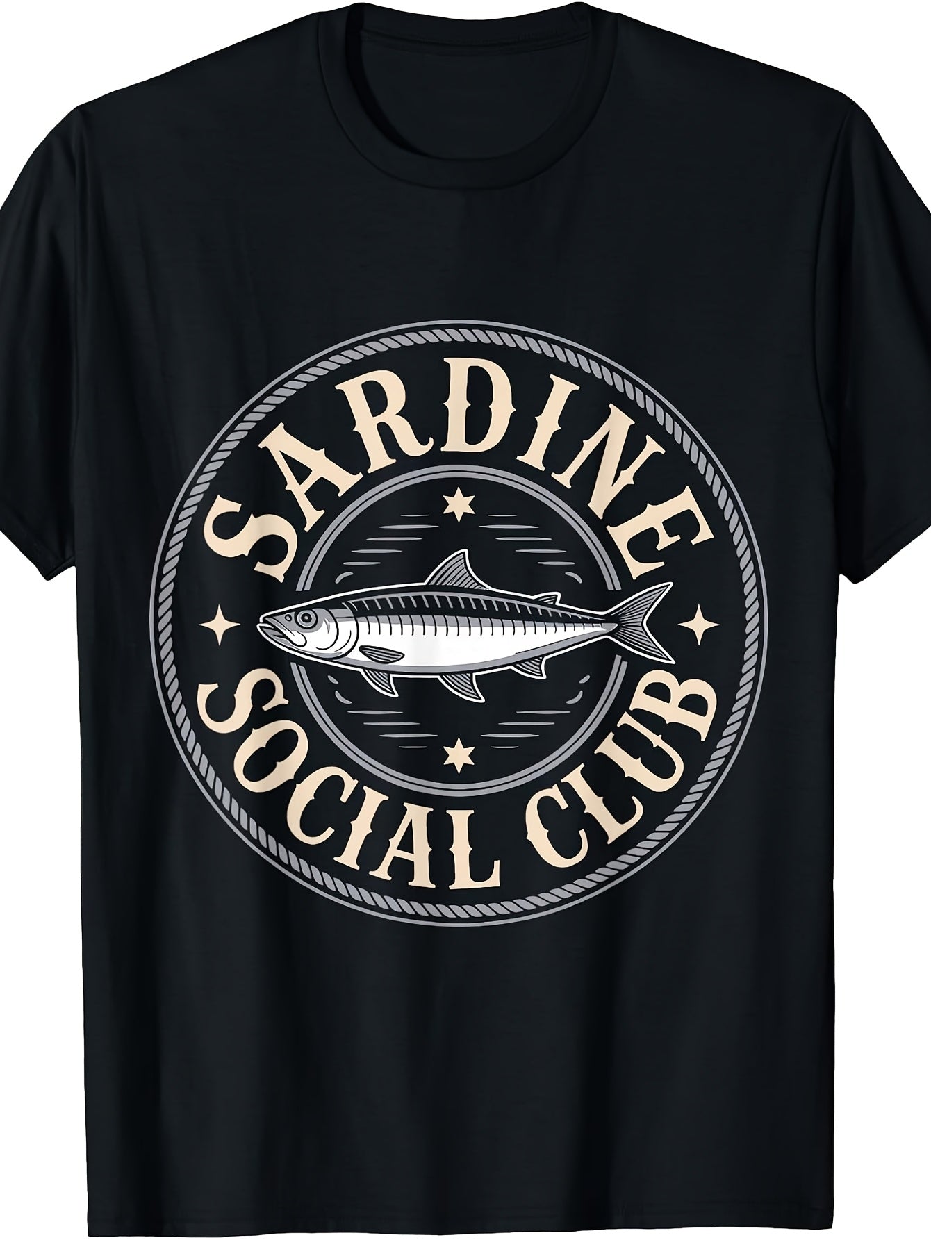 Vintage Retro Style, Men's And Women's T-Shirt, Sardine Social Club Fish Graphic Design, Casual Summer Wear