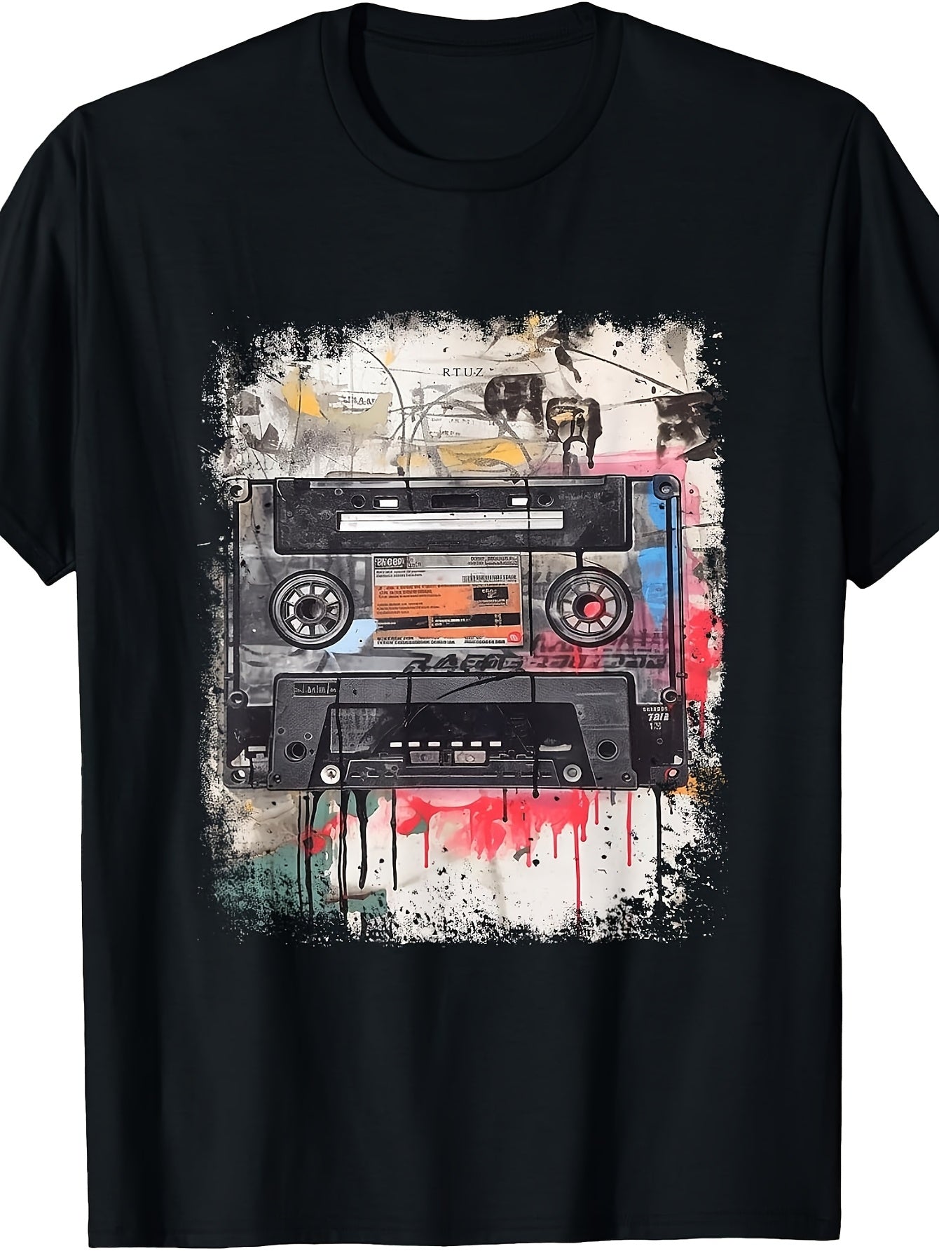 Retro Cassette Tape T-Shirt - Vintage Music Mixtape with Cassette Graphic, Round Neck Regular Fit Tee Suitable for - Wear, Machine Washable Nostalgic Gift for & Music Lovers