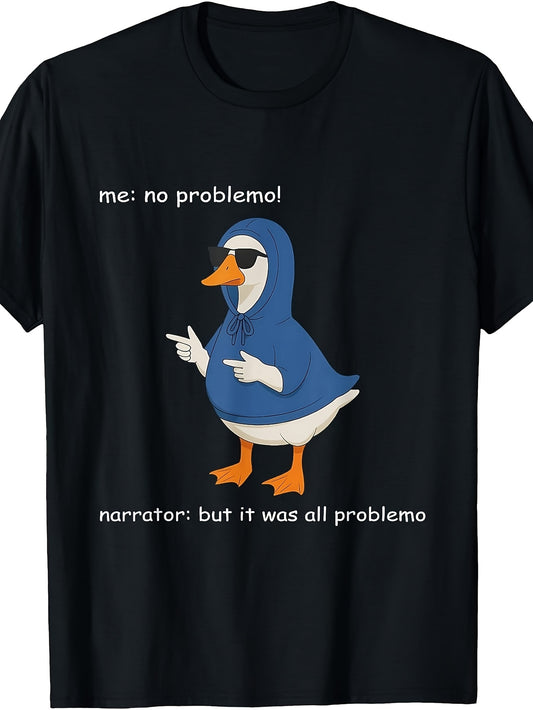 Men'S And Women'S T-Shirt, Funny Meme Duck No Problem But It Was Problem Graphic Tee, Casual Summer Wear