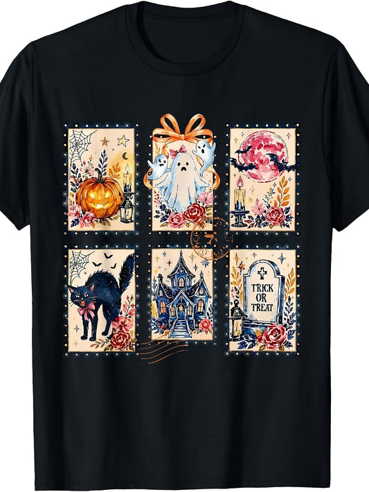 Vintage Halloween Stamps Floral Fall Spooky Season T-Shirt