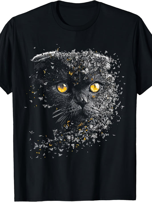 Scottish Fold Cat Mama Butterfly Illustration T-Shirt