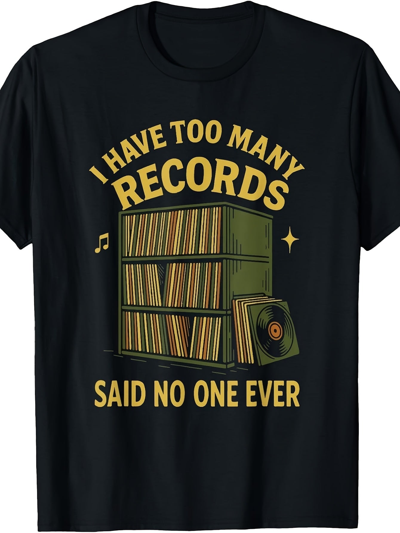 Men'S And Women'S T-Shirt, Retro Vintage Style, I Have Too Many Records Said No One Ever Vinyl Collector Humor Graphic Tee, Casual Daily Wear Summer Spring Autumn