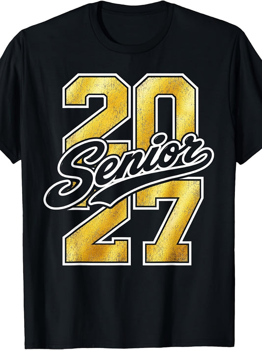 Men's And Women's T-Shirt, Vintage Sports Style, Senior 2027 Graduation Design, Back to School Season